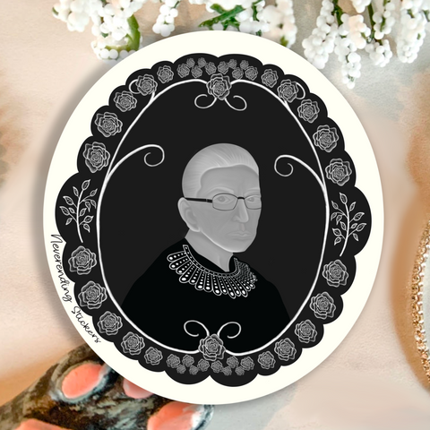 Neverending Stickers - RBG Vintage Cameo -3x3.3in - Vinyl Decal Sticker Or Magnet