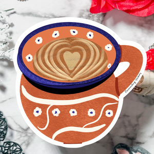Neverending Stickers - Mexican Coffee Heart - Cafe 3x3in - Vinyl Sticker Or Magnet