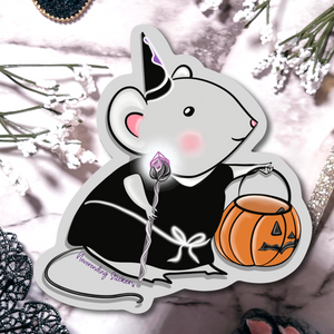 Neverending Stickers - Pumpkin Mouse Trick Or Treat - Wizard - Vinyl Sticker Or Magnet 3.25x3in