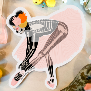 Neverending Stickers - Ballerina Day Of The Dead Catrina - Vinyl Sticker Or Magnet - 3.25x3.5in  - Dia De Los Muertos