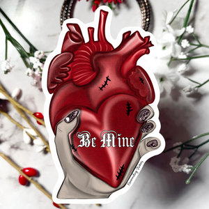Neverending Stickers - Be Mine - Anatomical Heart - Creepy Valentines - Vinyl Sticker Or Magnet - 3.25x2in