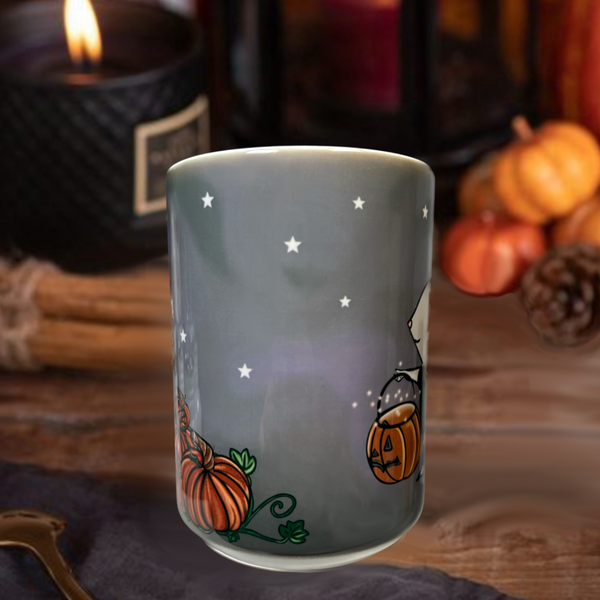 Neverending Stickers - 15oz Ceramic Coffee Mug - Wizard Trick Or Treating Mouse - Pumpkins