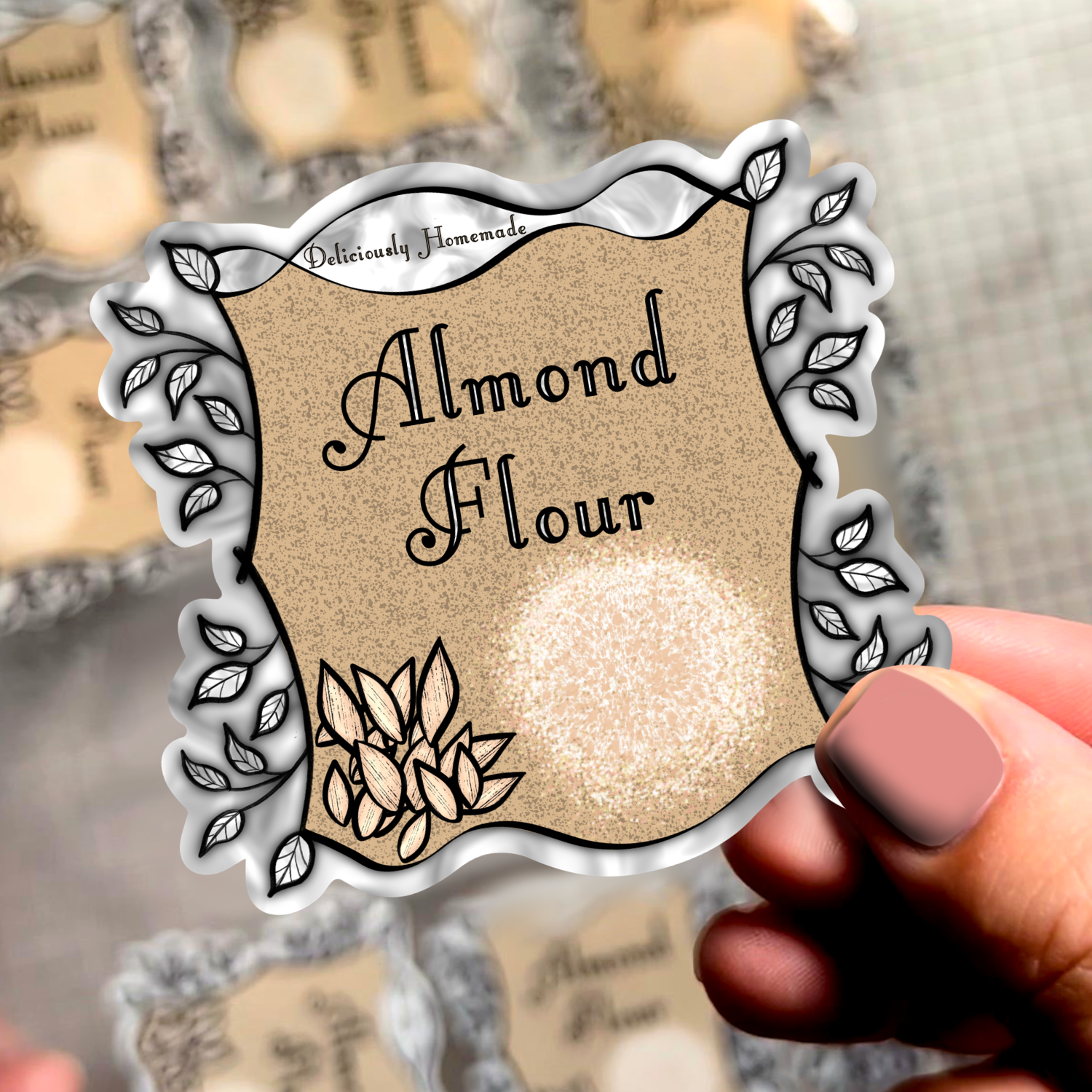 Neverending Stickers - Apothecary Labels - Almond Flour - For Storage Container