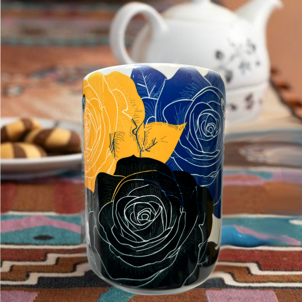 Neverending Stickers - 15oz Ceramic Coffee Mug - Dog Companion - Dia De Los Muertos - Day Of The Dead