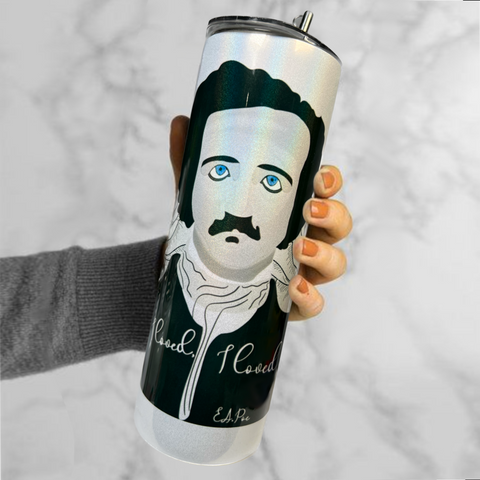 Neverending Stickers - 20oz Tumbler - Edgar Allan Poe “All I Loved, I Loved Alone” - Iridescent Sparkle