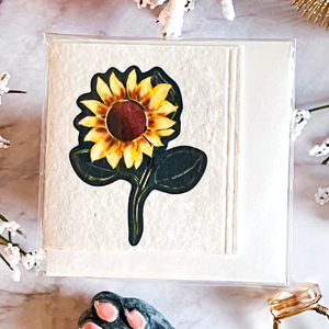 Neverending Stickers - Mini Greeting Card - Wildflower Seeded - Blue, Yellow, Gold Sunflower