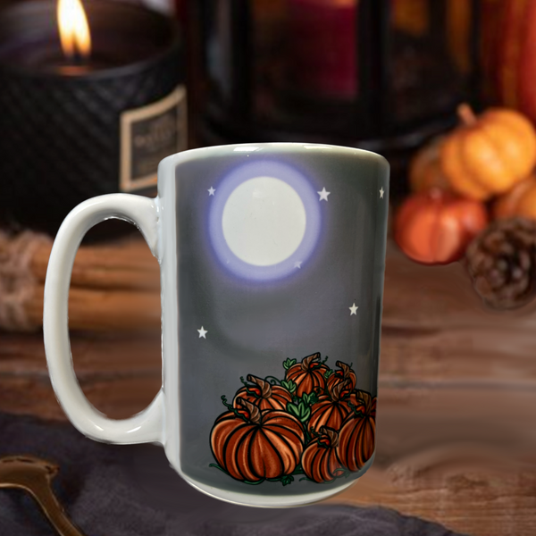 Neverending Stickers - 15oz Ceramic Coffee Mug - Wizard Trick Or Treating Mouse - Pumpkins