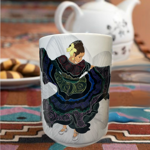 Neverending Stickers - 15oz Ceramic Coffee Mug - Ballet Folklorico Dancer