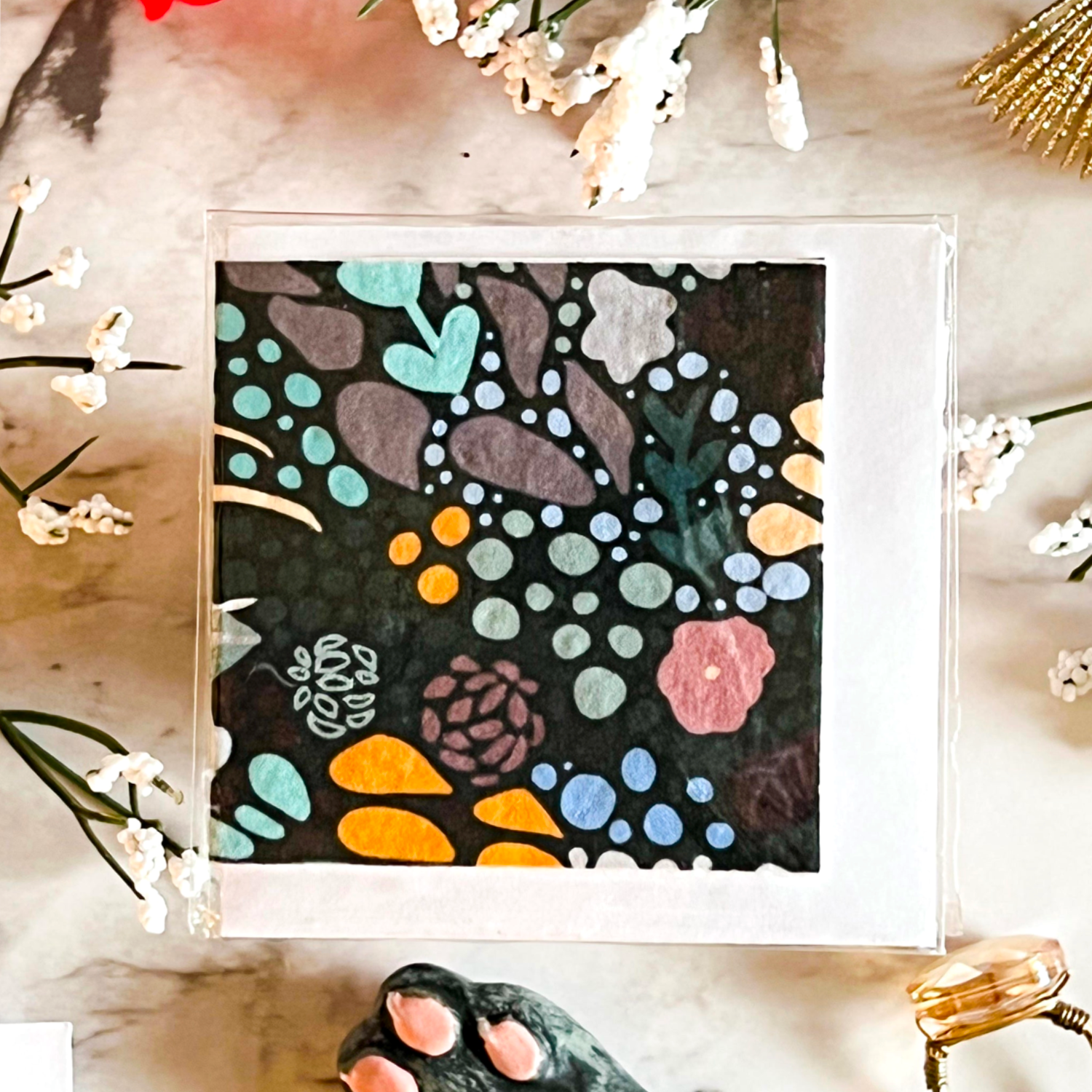 Neverending Stickers - Mini Greeting Card - Wildflower Seeded - Green Floral Assortment