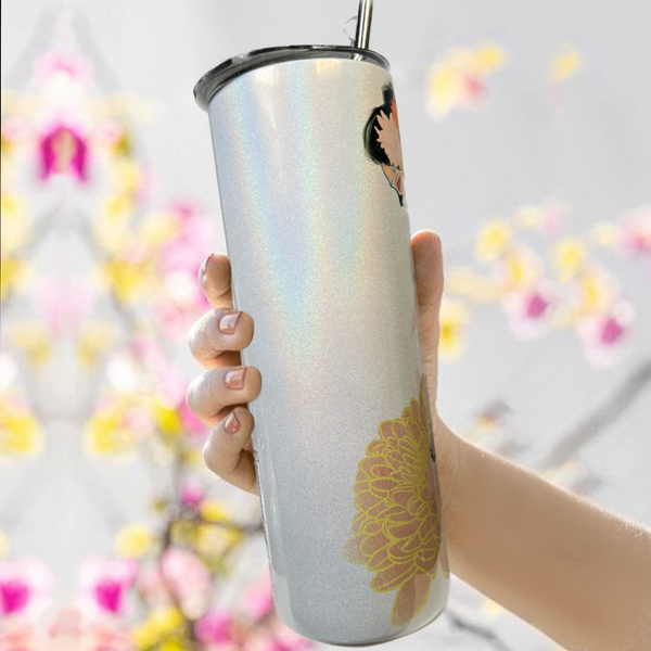 Neverending Stickers - 20oz Tumbler - Ballerina - Day Of The Dead - Dia De Los Muertos - Iridescent Sparkle