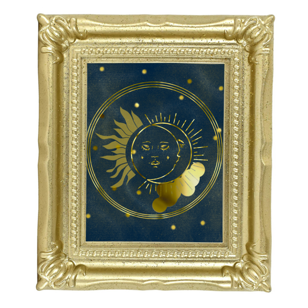 Neverending Stickers - Gold Framed Mini Print - Sun And Moon - 4x3.5 in Frame -