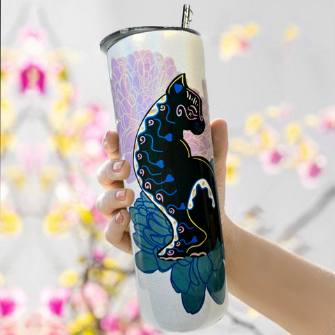 Neverending Stickers - 20oz Tumbler- Black Cat - Blue Pink Floral Mum - Day of the Dead - Dia De Los Muertos