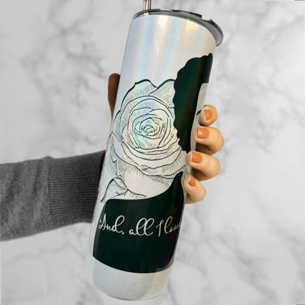 Neverending Stickers - 20oz Tumbler - Edgar Allan Poe “All I Loved, I Loved Alone” - Iridescent Sparkle