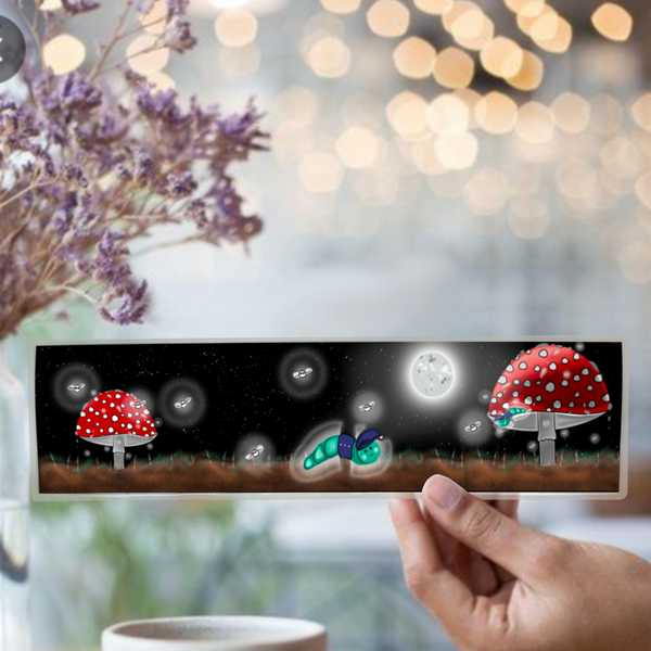 Neverending Stickers - Whimsical Mushroom & Glowworm Glass Habitat - Terrarium -  Bookmark - 8x10x2in
