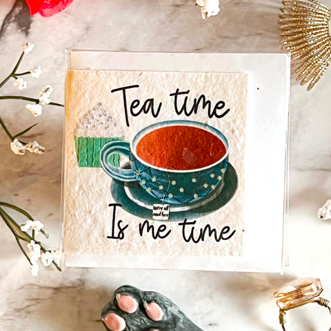 Neverending Stickers - Mini Greeting Card - Wildflower Seeded - 3x3 - Tea Time Is Me Time
