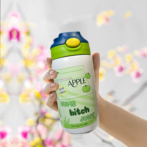 Neverending Stickers - 12oz Water Bottle Sippy Cup - Green Sour Apple - Dumb Bitch Juice - Kawaii