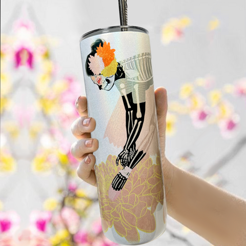 Neverending Stickers - 20oz Tumbler - Ballerina - Day Of The Dead - Dia De Los Muertos - Iridescent Sparkle